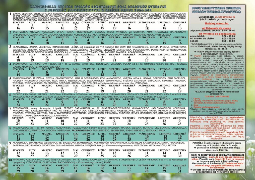 Harmonogram Odbioru Odpad W Z Budynk W Jednorodzinnych W D Bicy W 2024   Harmonogram 2024 Na Strone 2 1024x724 1 