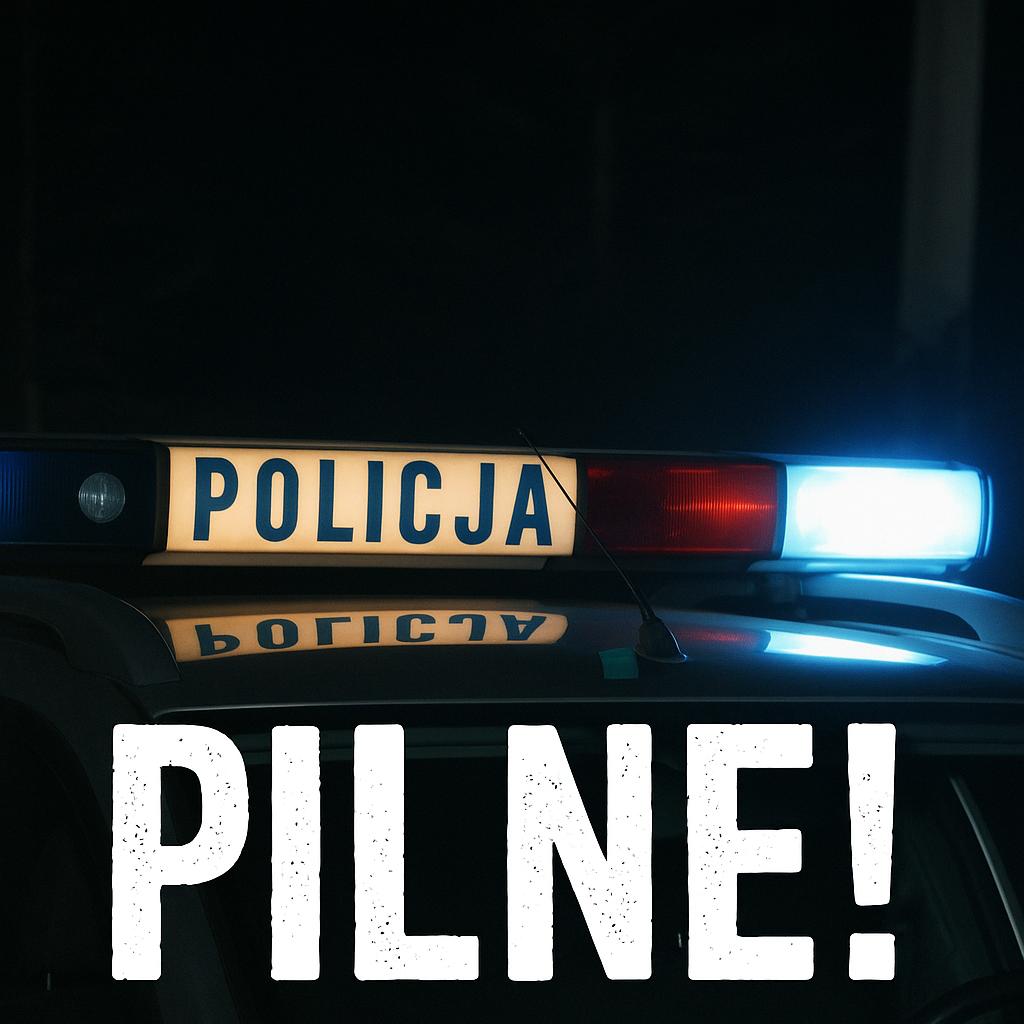 Tablica z napisem Policja, pilne